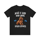 Just A Boy Who Loves Sussex Spaniel Dogs Shirt, Dog Lover Shirt, Sussex Spaniel Dog, Animal Toddler Infant Kids Gift T-Shirt Image 1
