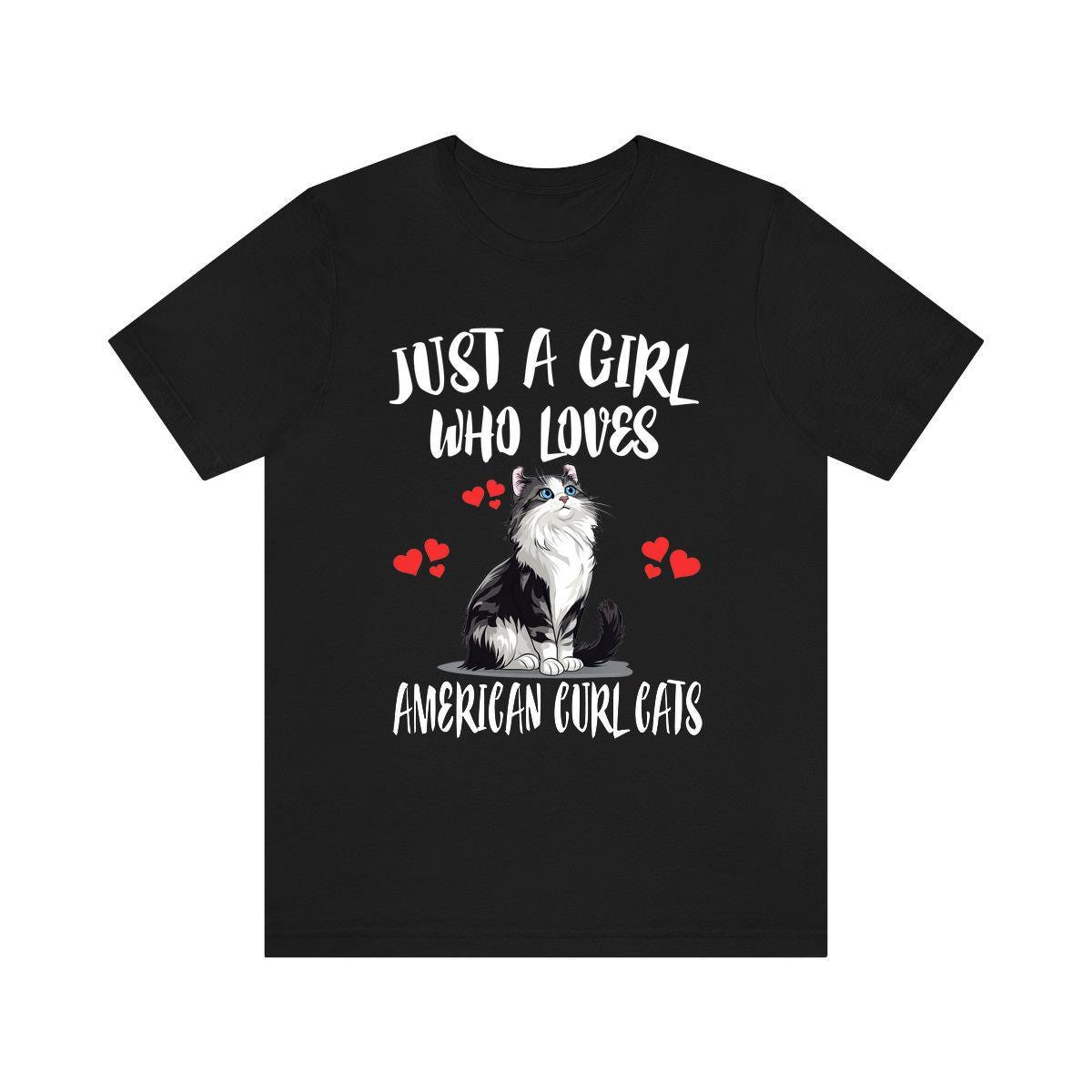 American Curl Cat T-Shirt for Girls - american curl cat print design