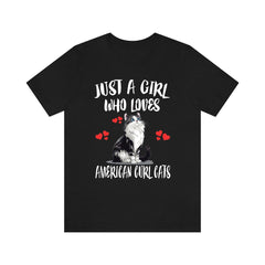 American Curl Cat T-Shirt for Girls - american curl cat print design