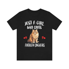 American Longhair Cat T-Shirt for Girls - american longhair cat print design