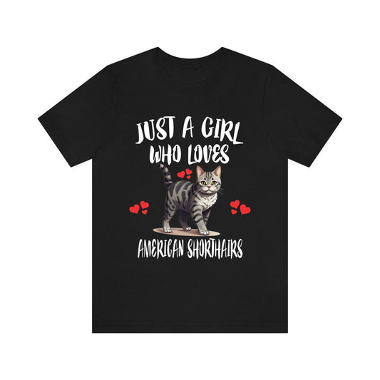 American Shorthair Cat T-Shirt for Girls - american shorthair cat print design