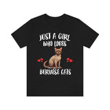 Just A Girl Who Loves Burmese Cats Shirt, Burmese Cat Lover Shirt, Cat Shirt, Cat Lover Gift, Animal Shirt Image 1