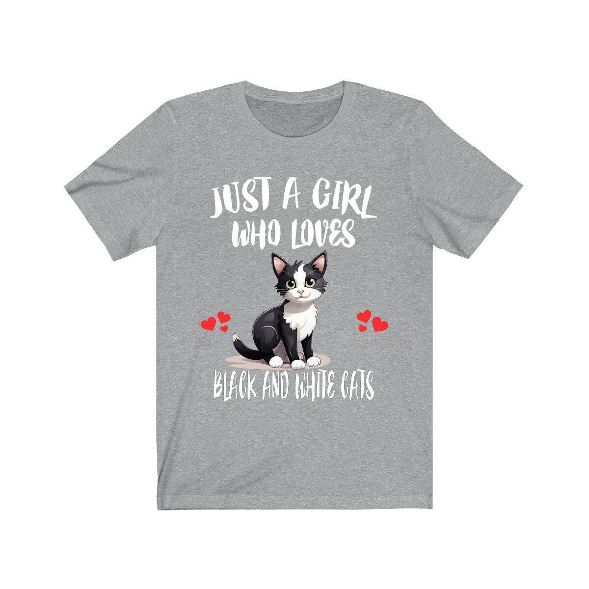 Just A Girl Who Loves Black And White Cats Shirt, Black And White Cat Lover Shirt, Cat Shirt, Cat Lover Gift, Animal Shirt Image 1