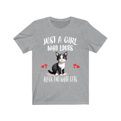 Just A Girl Who Loves Black And White Cats Shirt - tuxedo cat print design