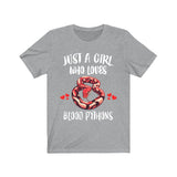 Just A Girl Who Loves Blood Pythons Snakes Shirt, Blood Python Lover Shirt, Python Shirt, Snake Lover Gift, Animal Shirt Image 1
