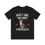 Just A Girl Who Loves California Sprangled Cats Shirt, California Cat Lover Shirt, Cat Shirt, Cat Lover Gift, Animal Shirt Image 1