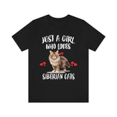 Just A Girl Who Loves Siberian Cats T-Shirt Cat Lover Gift Image 1