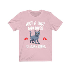 Russian Blue Cat T-Shirt for Girls - russian blue cat print design