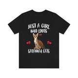 Just A Girl Who Loves Savannah Cats T-Shirt Cat Lover Gift Image 2