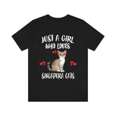 Just A Girl Who Loves Singapura Cats T-Shirt Cat Lover Gift Image 1