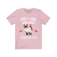 Just a girl who loves snowshoe cats pointed white-pawed cat lover tee