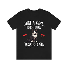 Just a girl who loves tuxedo cats bicolor formal pattern cat lover tee