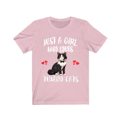 Just a girl who loves tuxedo cats bicolor formal pattern cat lover tee
