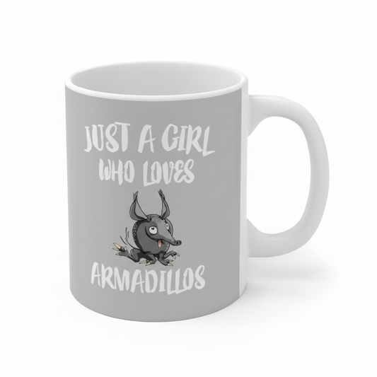 Just A Girl Who Loves Armadillos Coffee Mug - armadillo print design