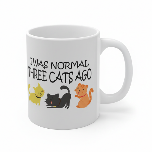 I Was Normal Three Cats Ago Coffee Mug - cat print design