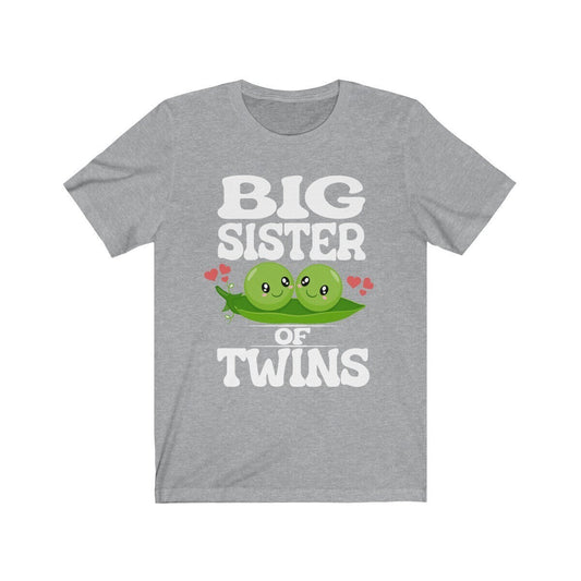 Big sister of twins two peas in a pod announcement tee for girl