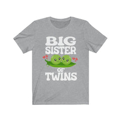 Big sister of twins two peas in a pod announcement tee for girl