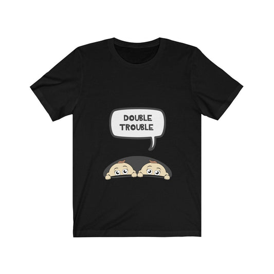 Double trouble mom of twins funny pregnancy announcement tee