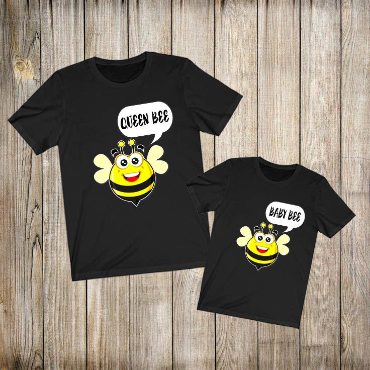 Queen Bee Shirt, Mom Bee Shirt, Baby Bee Shirt, Son Daughter Family Matching Gift T-Shirts Image 1