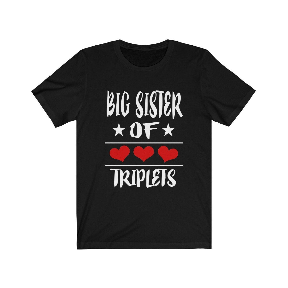 Big Sister Of Triplets Shirt, Big Sister Of Triplets Gift, Big Sister Of Triplets Announcement T-Shirt Image 1