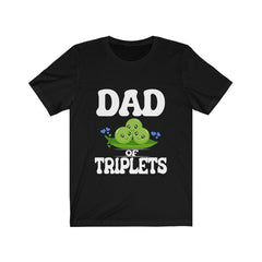 Dad of triplets three peas in a pod father announcement tee