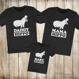 Hippo Family Shirts, Dad Hippo Shirt, Mom Hippo Shirt Baby Hippo Shirt, Matching Family Gift T-Shirts Image 1