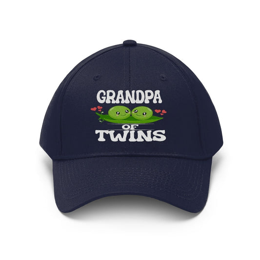 Grandpa of twins embroidered peas in a pod twill hat