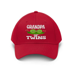 Grandpa of twins embroidered peas in a pod twill hat