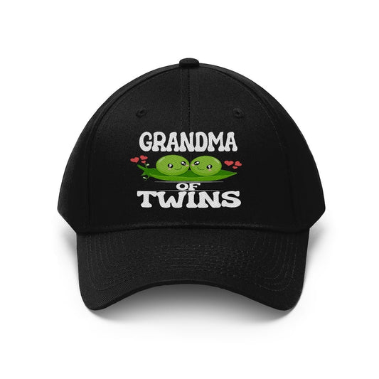 Grandma of twins embroidered peas in a pod twill hat