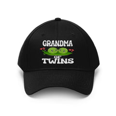 Grandma of twins embroidered peas in a pod twill hat