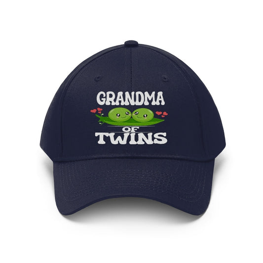 Grandma of twins embroidered peas in a pod twill hat