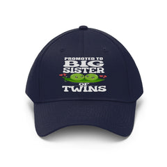 Promoted to big sister of twins embroidered peas twill hat