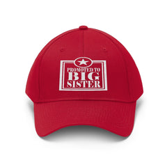Promoted to big sister embroidered sibling announcement twill hat