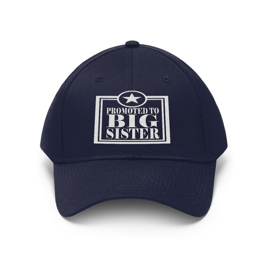 Promoted to big sister embroidered sibling announcement twill hat