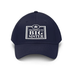 Promoted to big sister embroidered sibling announcement twill hat