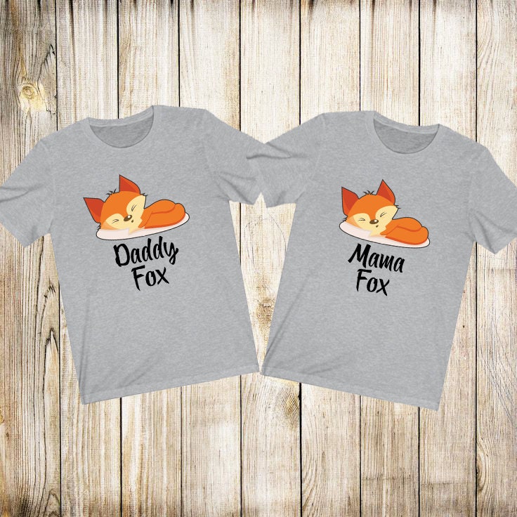 Fox Mama Daddy Mom Dad Parents Couple Boyfriend Girlfriend Family Matching Animal Gift T-Shirts Image 2