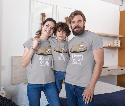 Sloth Family Matching Dad Mom Brother Sister Baby Animal Gift T-Shirts Image 1