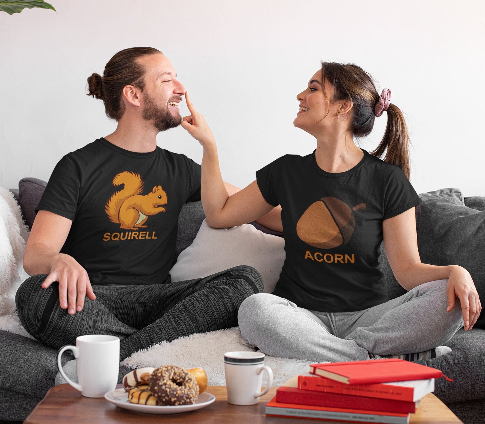 Squirrel Acorn Matching T-Shirts - squirrel and acorn print design