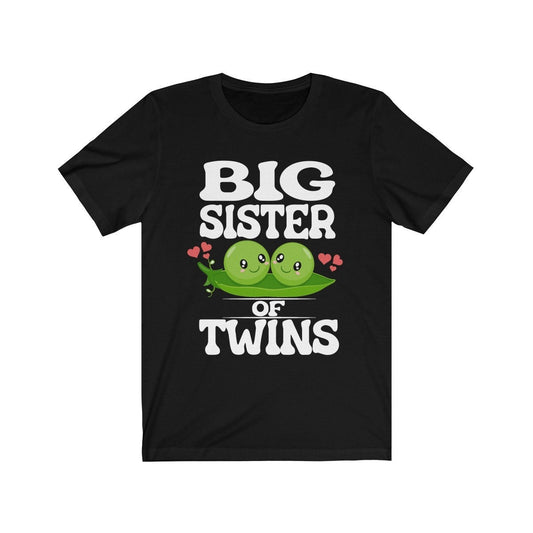 Big sister of twins two peas in a pod announcement tee for girl