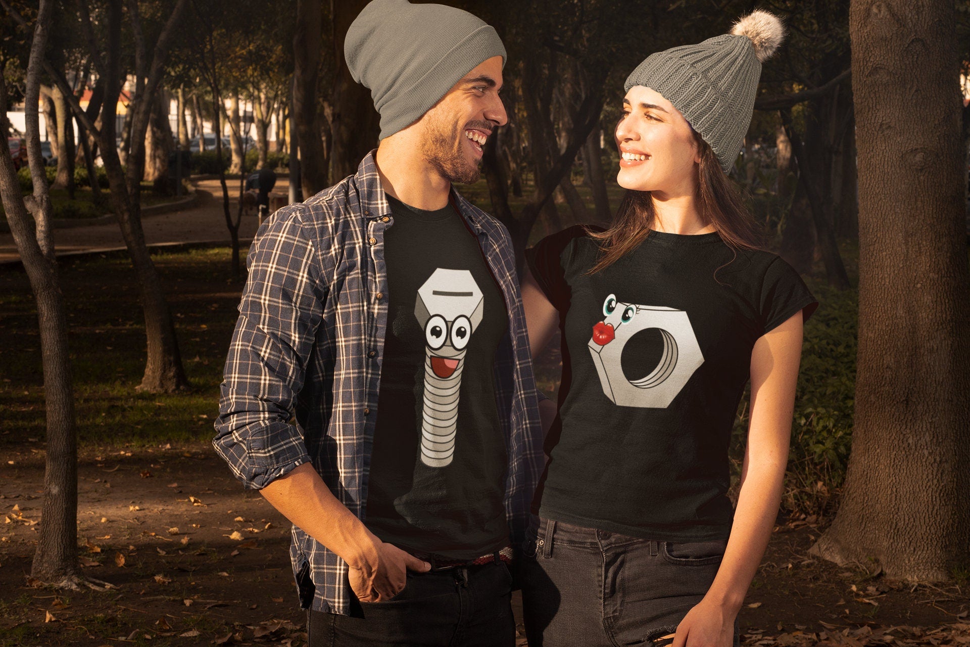 Nut And Bolt Mama Daddy Mom Dad Parents Couple Boyfriend Girlfriend Family Matching Funny Gift T-Shirts Image 1