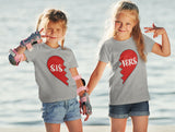 Sisters Girls Siblings Heart Adult Kids Twins Love Family Matching Gift T-Shirts Image 1