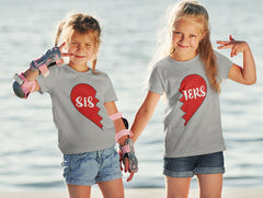 Sisters Girls Siblings Heart Adult Kids Twins Love Family Matching Gift T-Shirts Image 1