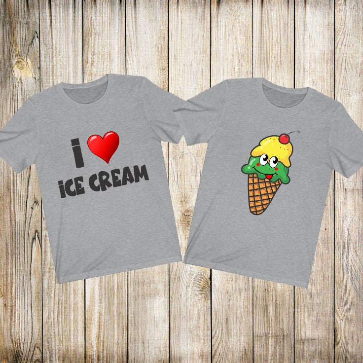 I Love Ice Cream Mom Dad Parents Couple Boyfriend Girlfriend Family Matching Gift T-Shirts Image 1