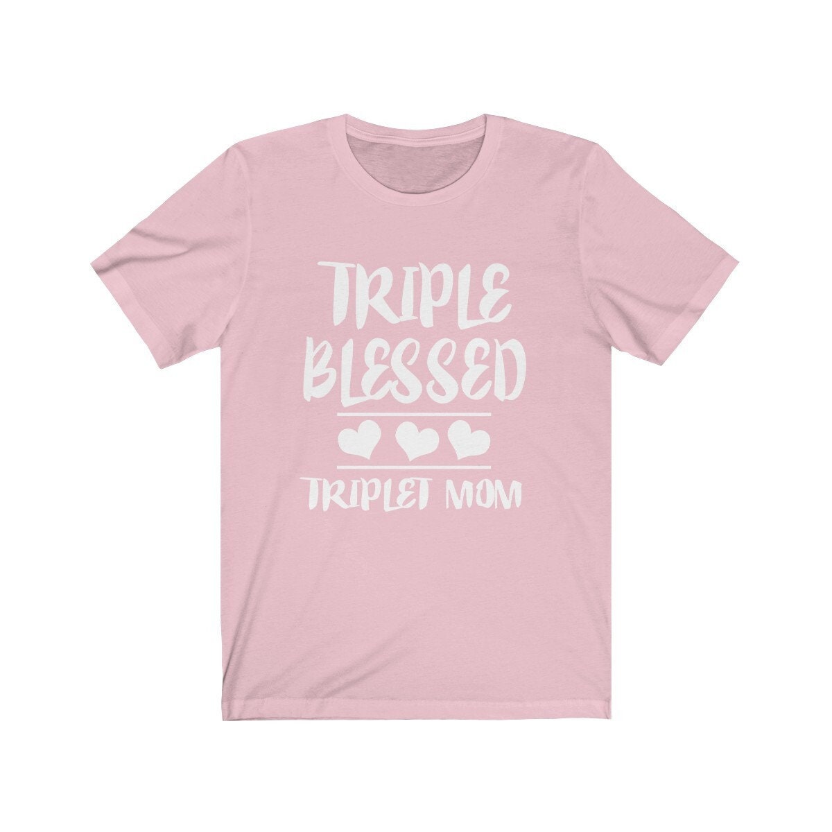 Triple Blessed Mom Of Triplets Shirt, Mom Of Triplets Gift, Triplets Mother Pregnancy Announcement T-Shirt Image 2