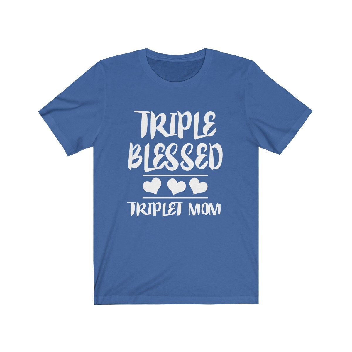 Triple Blessed Mom Of Triplets Shirt, Mom Of Triplets Gift, Triplets Mother Pregnancy Announcement T-Shirt Image 3