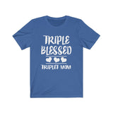 Triple Blessed Mom Of Triplets Shirt, Mom Of Triplets Gift, Triplets Mother Pregnancy Announcement T-Shirt Image 3