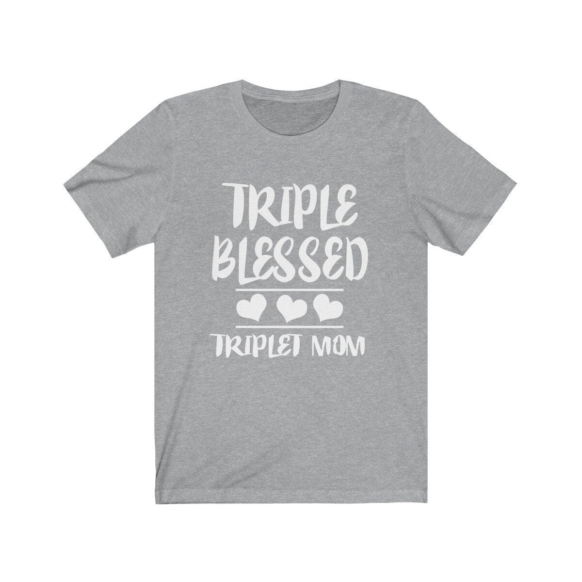 Triple Blessed Mom Of Triplets Shirt, Mom Of Triplets Gift, Triplets Mother Pregnancy Announcement T-Shirt Image 4