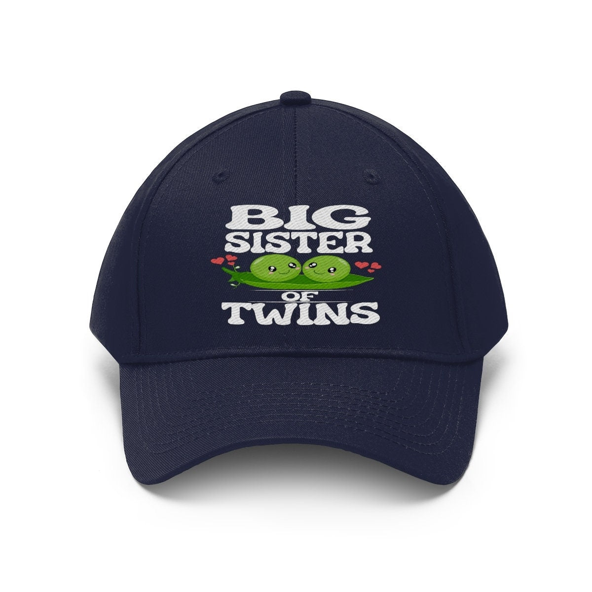 Big Sister Of Twins Peas Gift Unisex Twill Hat Image 1