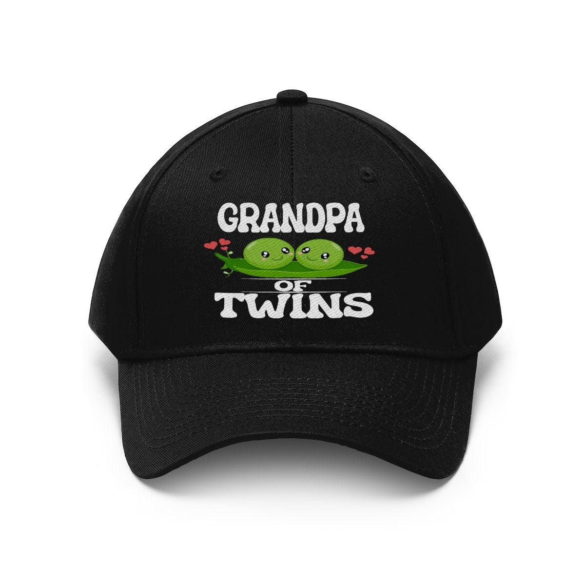 Grandpa of twins embroidered peas in a pod twill hat