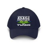 Promoted To Big Brother Of Twins Peas Gift Unisex Twill Hat Image 1